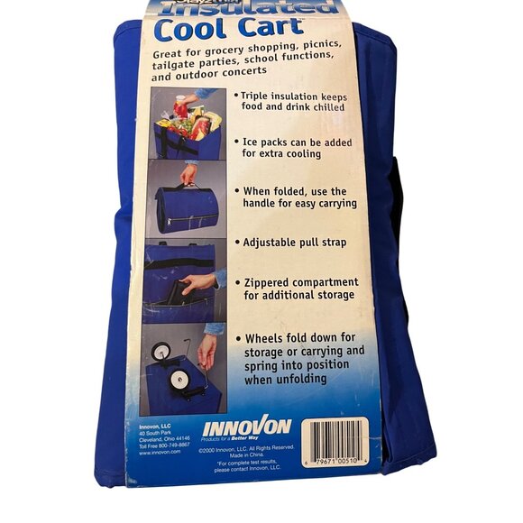Vintage Innovon StayzCold Insulated Cool Cart NEW Old Stock Blue/ Black - Picture 2 of 11